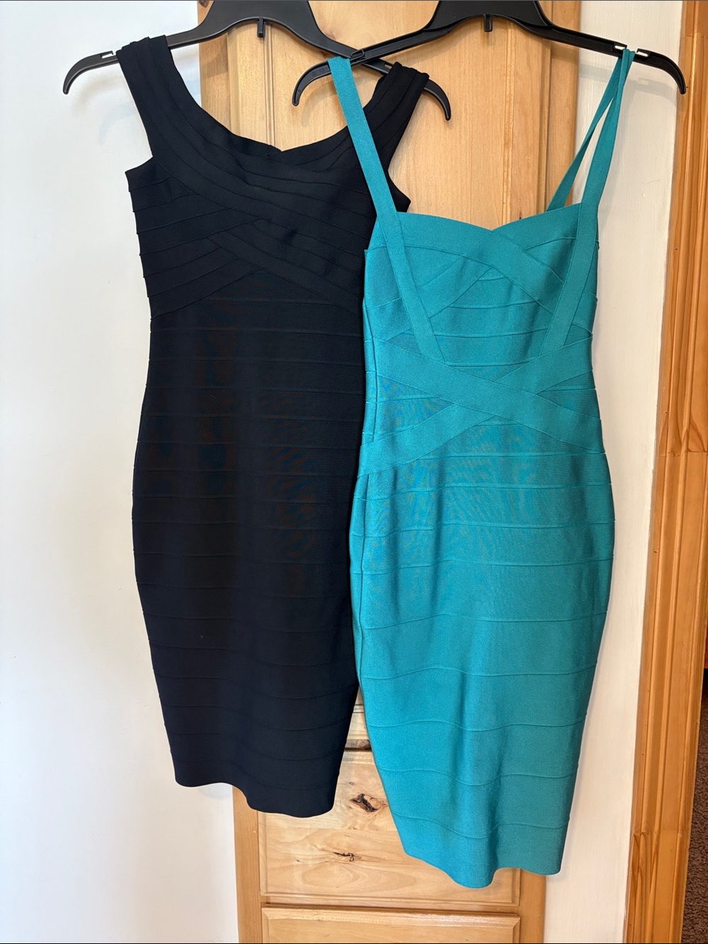 Set of two Teal and Black Bandage Bodycon Dress,